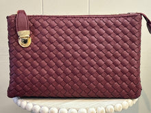 Load image into Gallery viewer, Fashion Woven Clutch Crossbody Bag W/ Push Lock &amp; Zip Top Closure