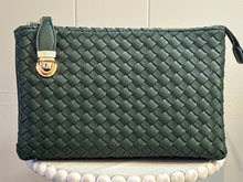 Load image into Gallery viewer, Fashion Woven Clutch Crossbody Bag W/ Push Lock &amp; Zip Top Closure