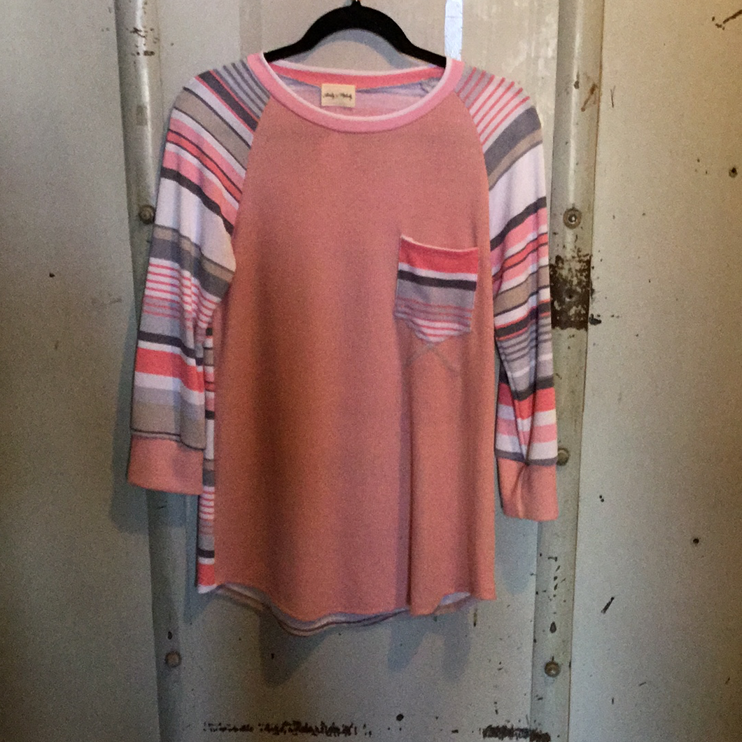 Pink Stripe Sleeve Top